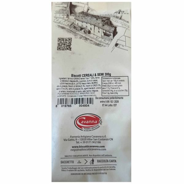 Biscotti Cereali e Semi - Cavanna - 300 gr-retro