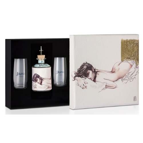"J. Rose" - London dry gin - confezione quadro JR01 (donna sdraiata) + 2 calici